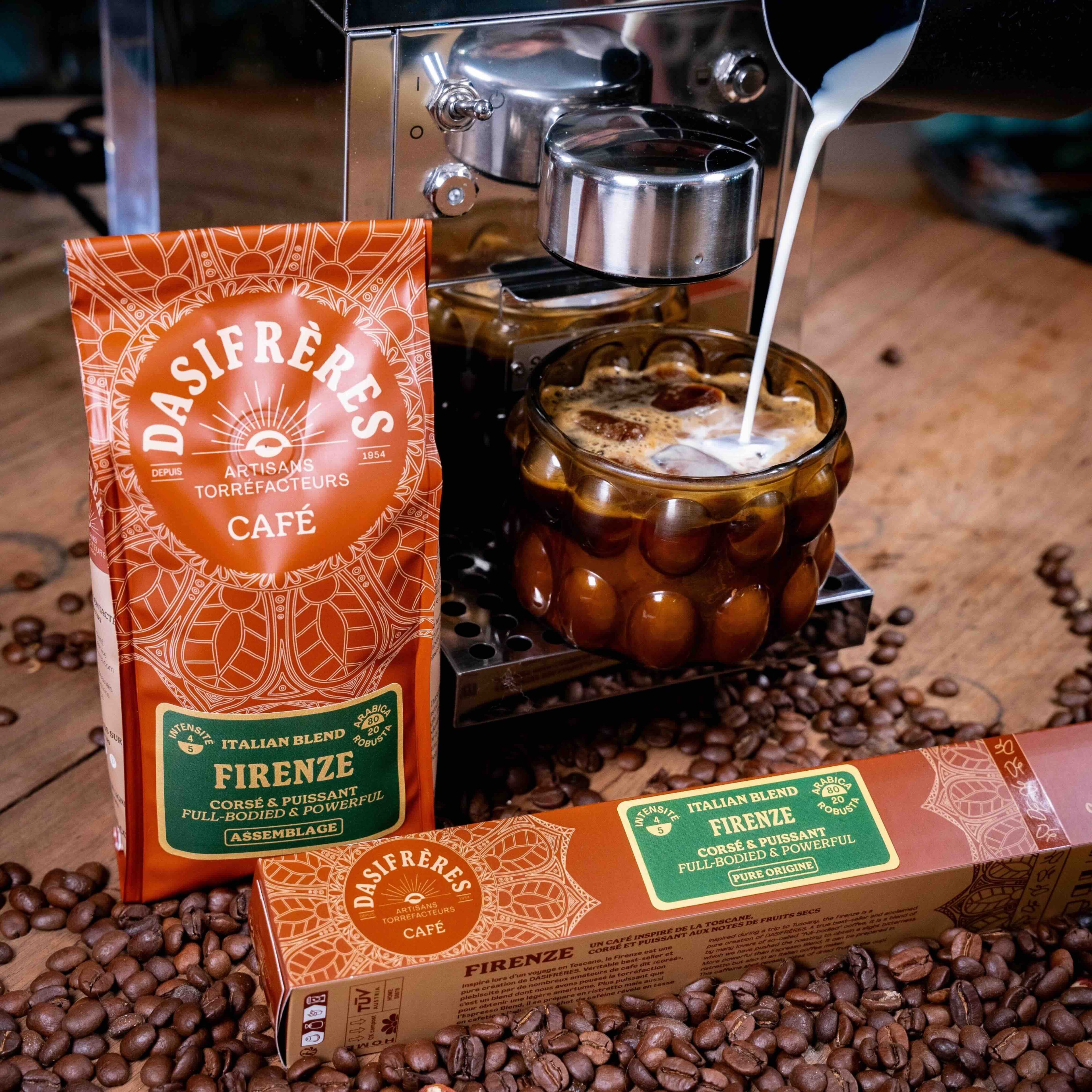 Café capsules Firenze Italian Blend Assemblage corsé et puissant capsules compatibles Nespresso® home-compost boîte de 10 capsules