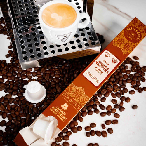 Café capsules Sierra Maestra Cuba nougat pure origine 100% Arabica capsules compatibles Nespresso® home compost boîte de 10 capsules