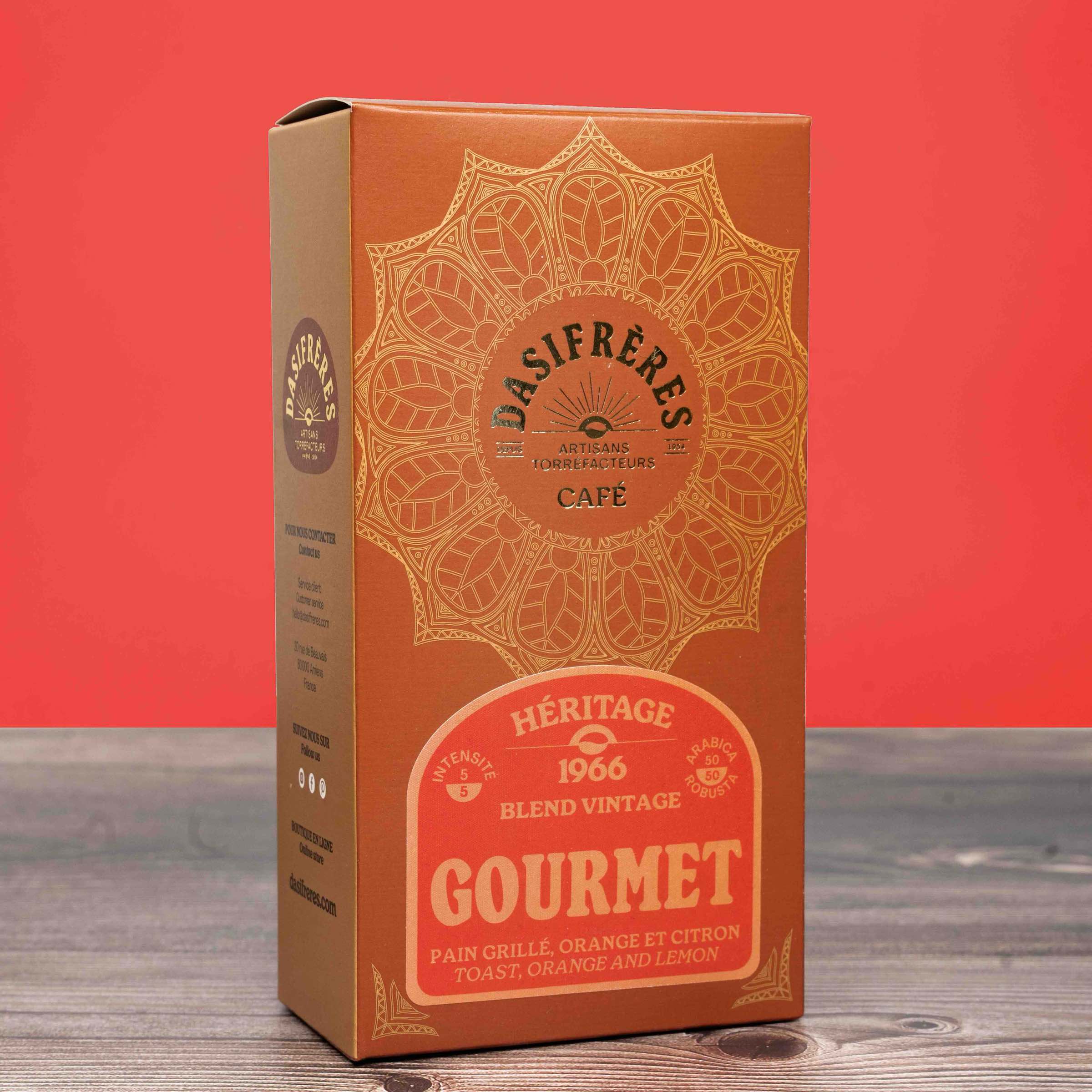 Café grains Gourmet Blend Vintage Héritage pain grillé orange citron 250g