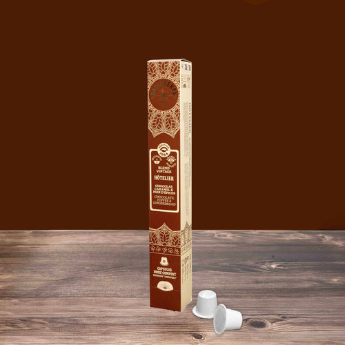 Café capsules Hôtelier blend vintage héritage 1966 chocolat caramel et pain d'épices capsules compatibles Nespresso® home-compost boîte de 10 capsules