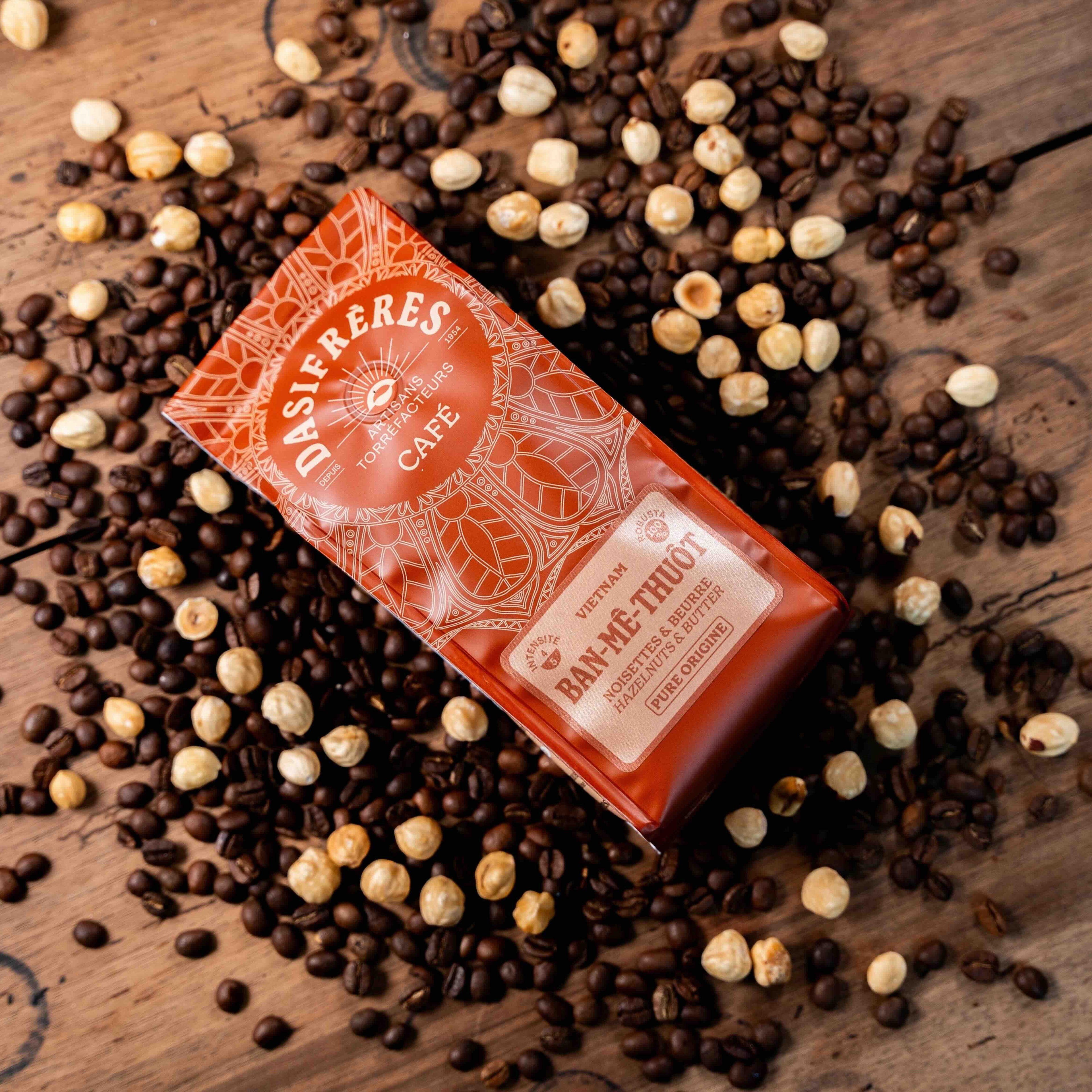 Café grains Ban-Mê-Thuot Vietnam noisettes et beurre pure origine 100% Arabica 250g