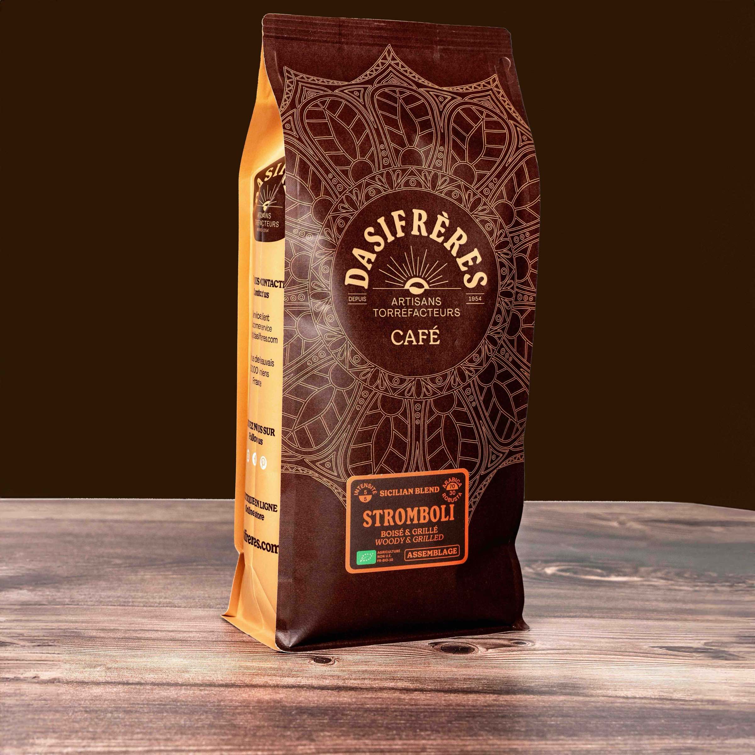 café grains Stomboli bio boisé et grillé sicilian blend assemblage kilo