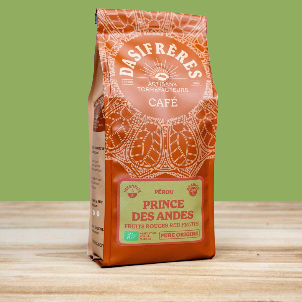café moulu Prince des Andes Pérou bio pure origine fruits rouges 100% Arabica 250g