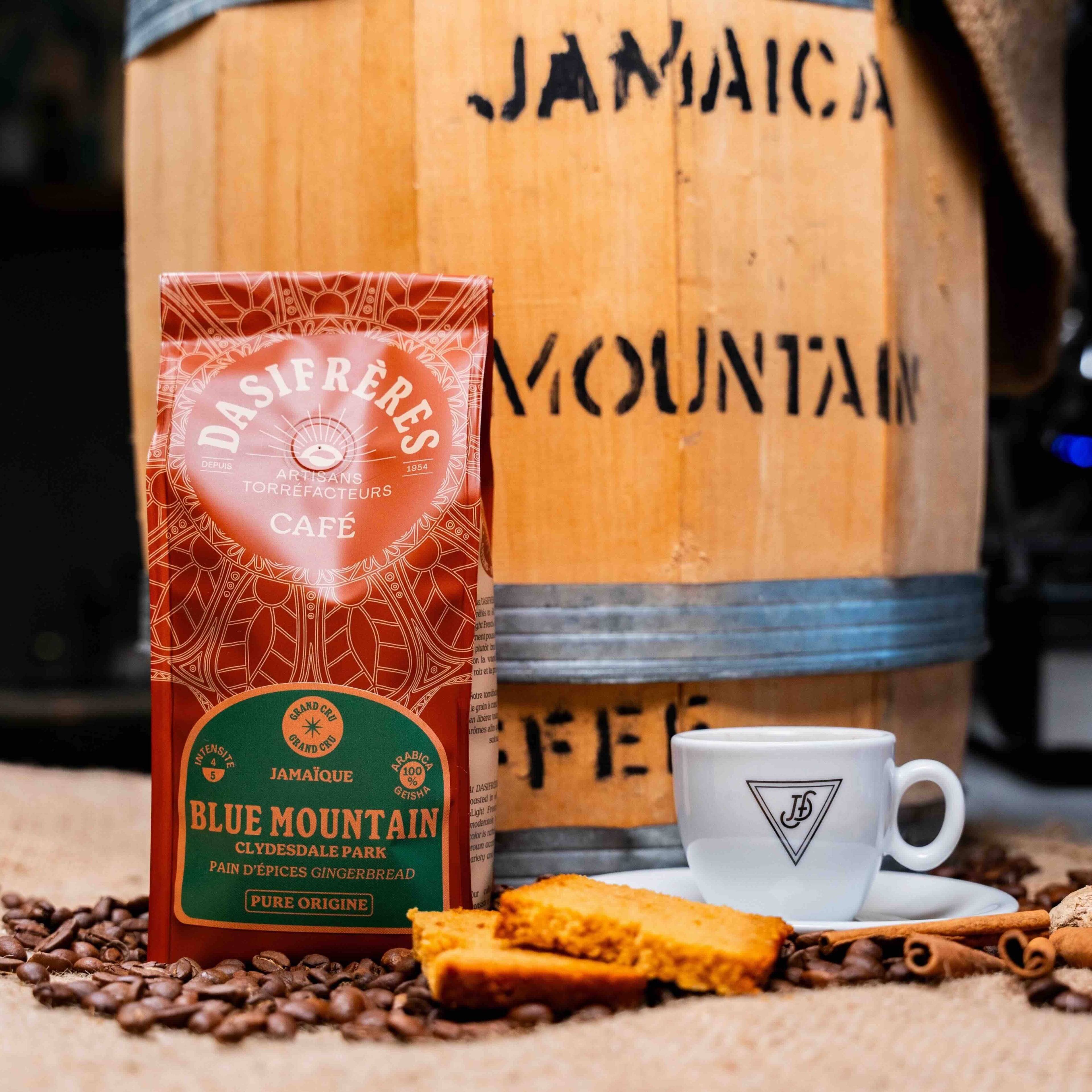 Café grains Blue Mountain Jamaïque grand cru pain d'epices pure origine 100% Arabica 250g