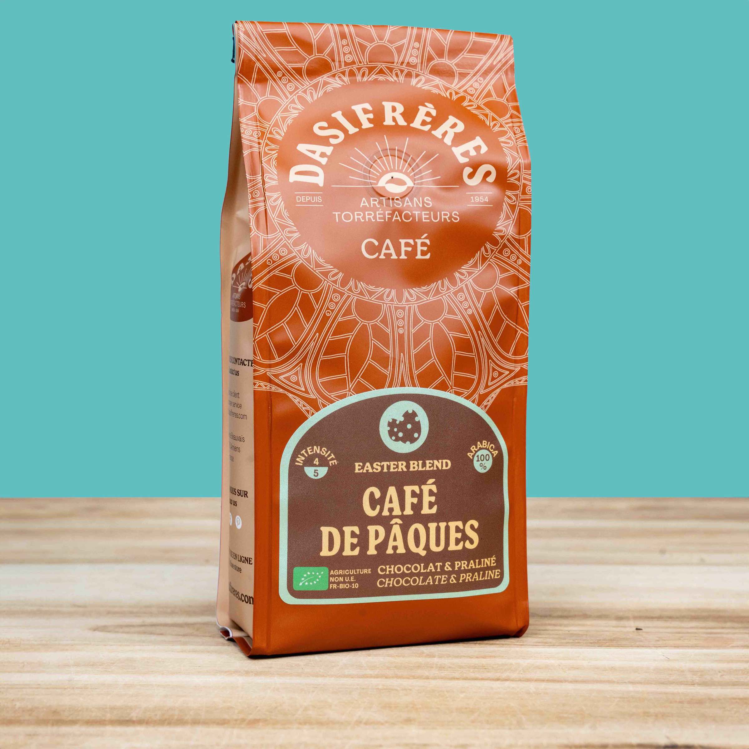 Café de Pâques grains chocolat et praliné bio 100% Arabica 250g