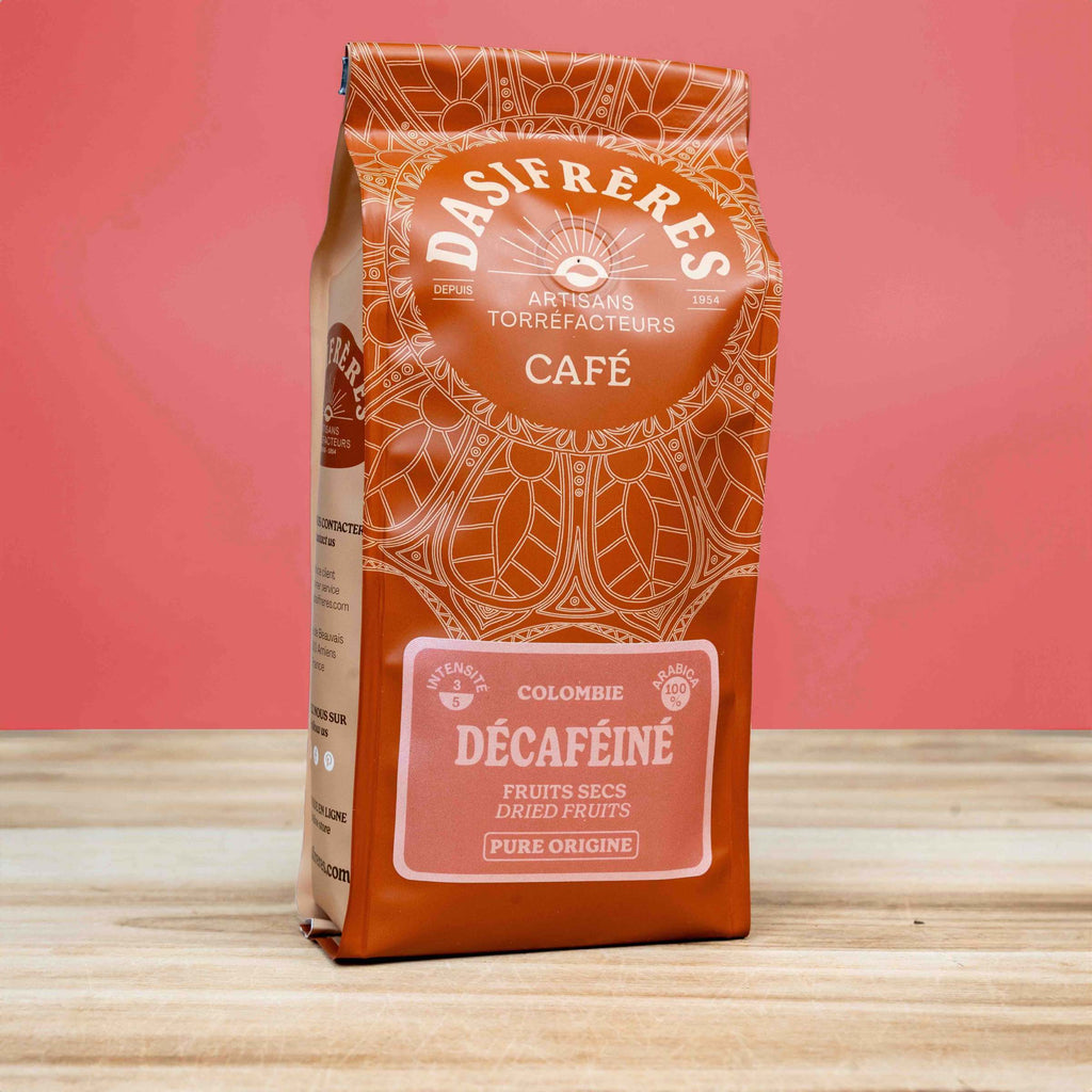 café moulu Décaféiné Colombie fruits secs pure origine 100% Arabica 250g