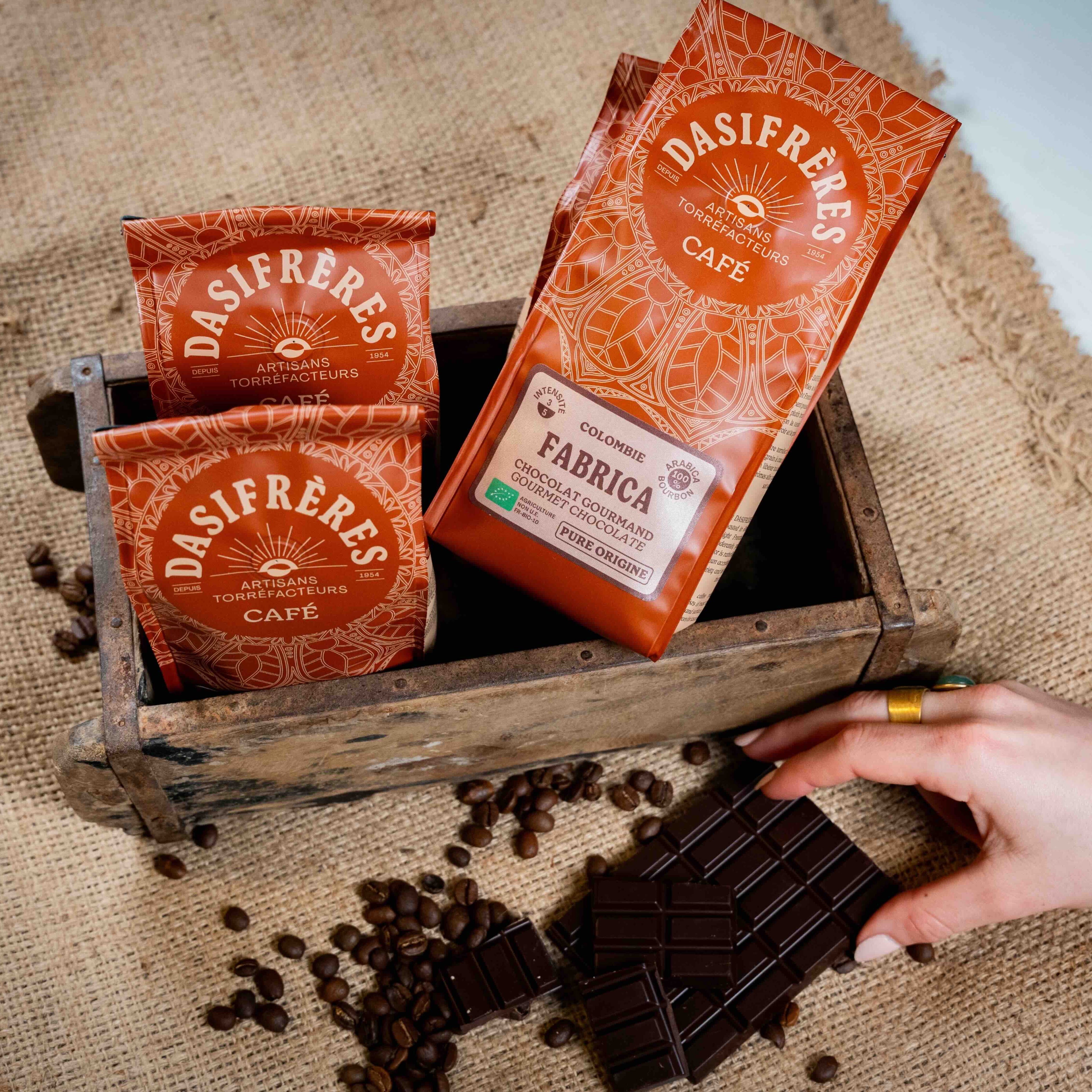 Café moulu Fabrica bio. Colombie chocolat gourmand 100% Arabica Bourbon pure origine 250g