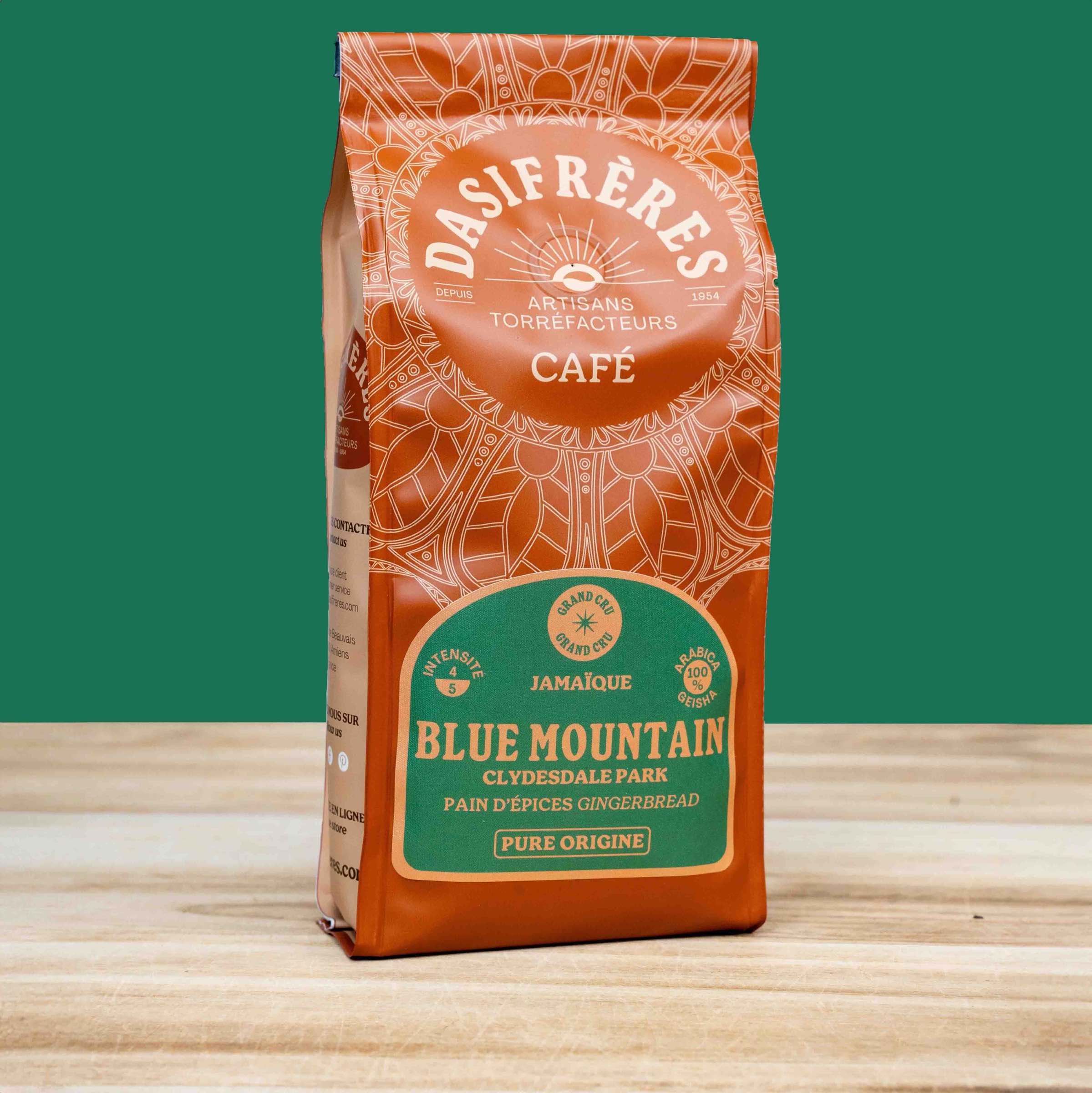 Café grains Blue Mountain Jamaïque grand cru pain d'epices pure origine 100% Arabica 250g
