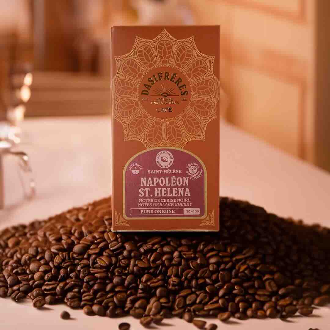 café grains Napoléon St. Helena notes de cerise noire café de spécialité pure origine 100% Arabica Bourbon Flatberry 250g