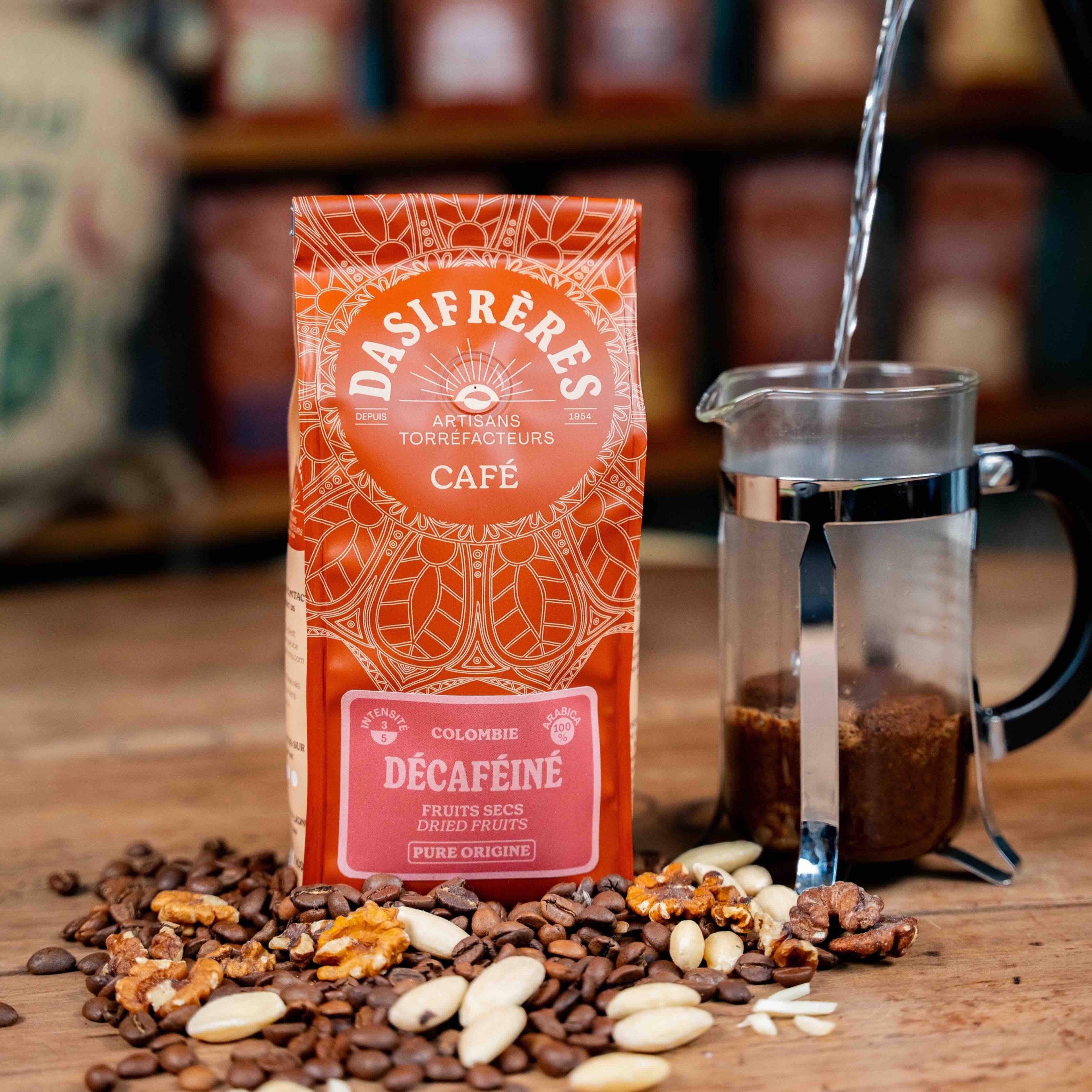 café moulu Décaféiné Colombie fruits secs pure origine 100% Arabica 250g