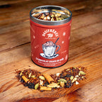 Le Chocolat Chaud de Noël rooibos gourmand aux fêves de cacao et épices de Noël boîte métal de 120g réutilisable double couvercle papier washi