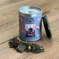La Pagode en Fleurs mélange de thés blanc et vert litchi et pivoine boîte métal 100g réutilisable double couvercle papier washi