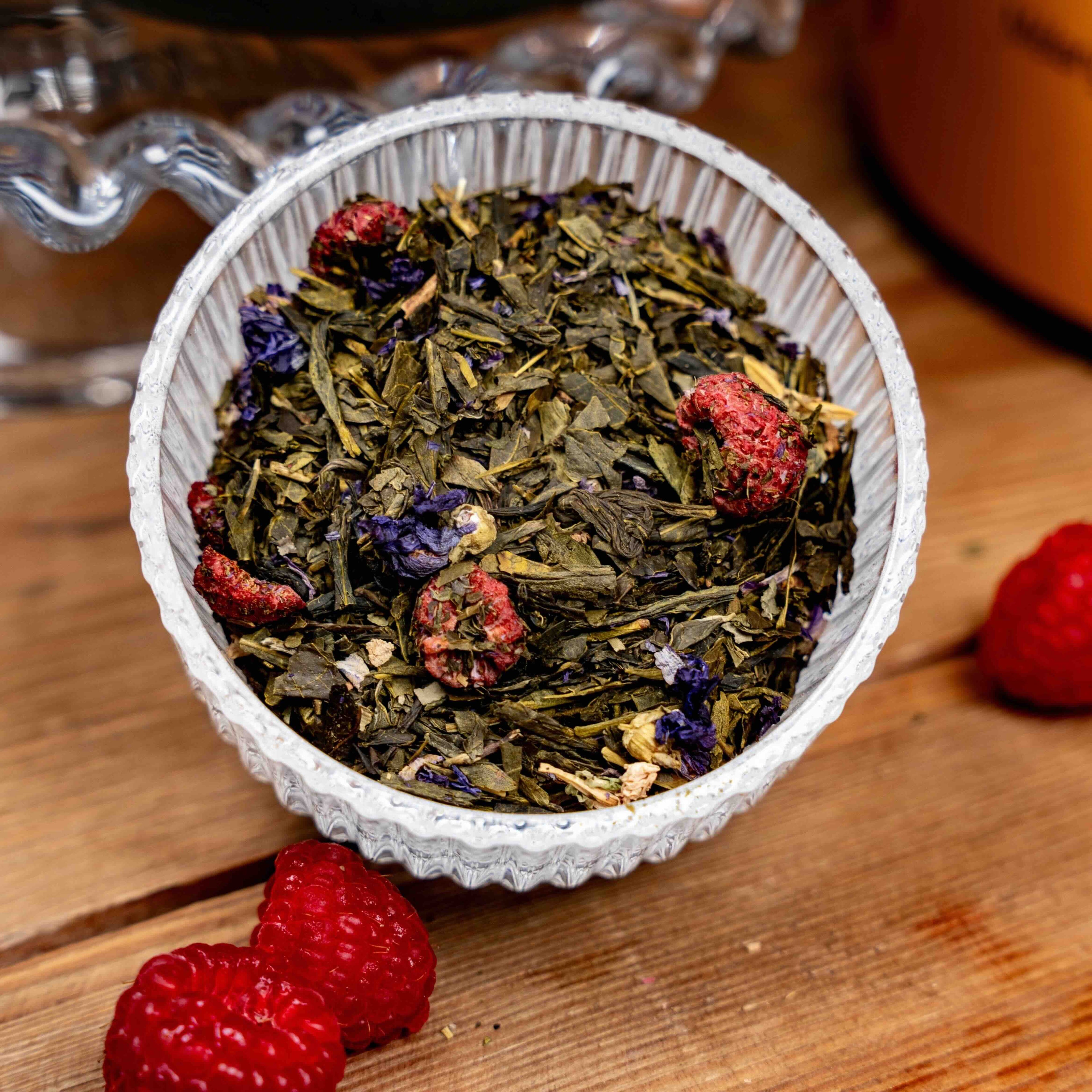 Violetta Mélange thé vert et blanc violette et framboise