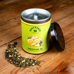 Ginger & Lime bio thé vert Sencha au gimgembre et citron boîte métal de 100g réutilisable double couvercle papier washi