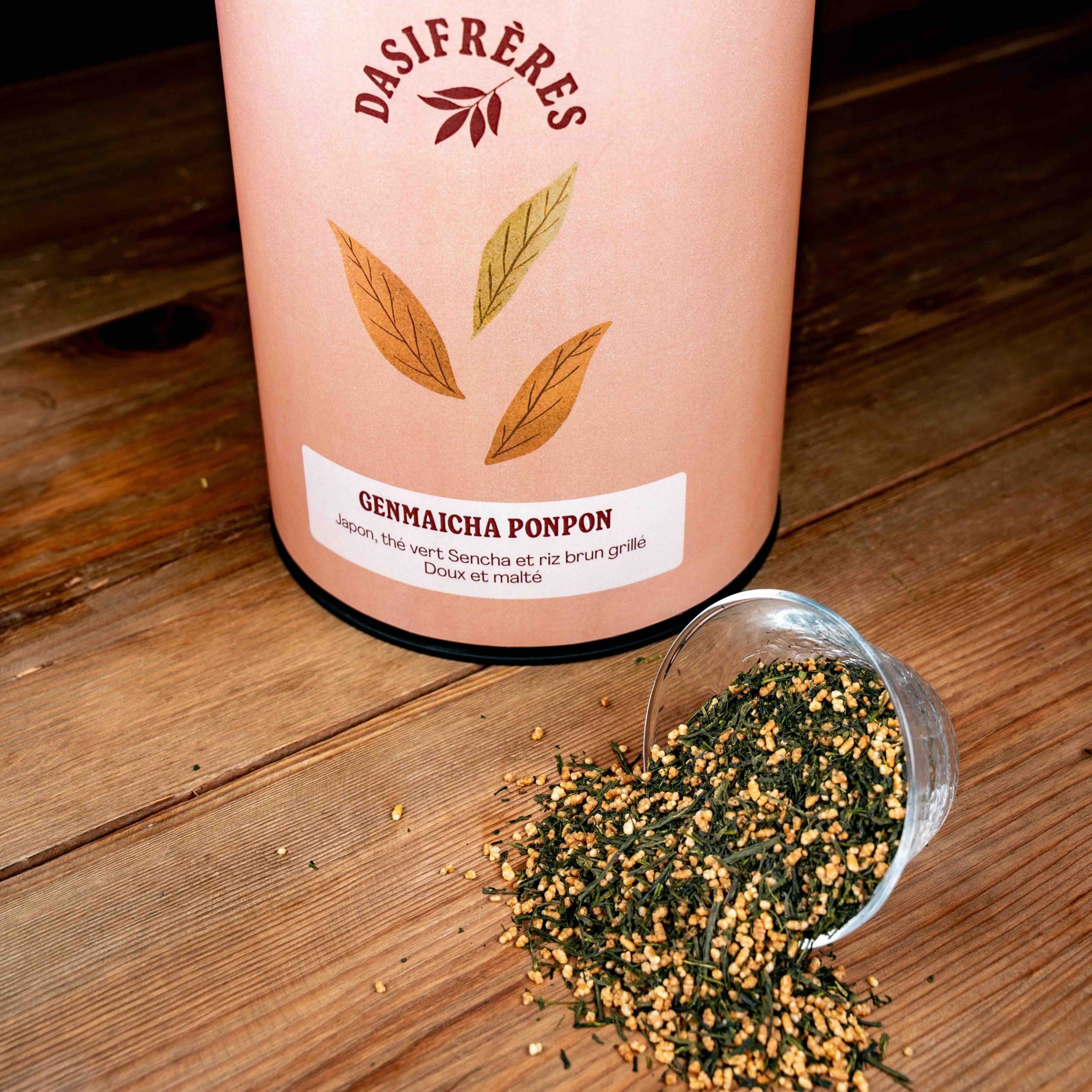 Genmaicha Ponpon Japon thé vert Sencha et riz brun grillé Doux et malté vrac
